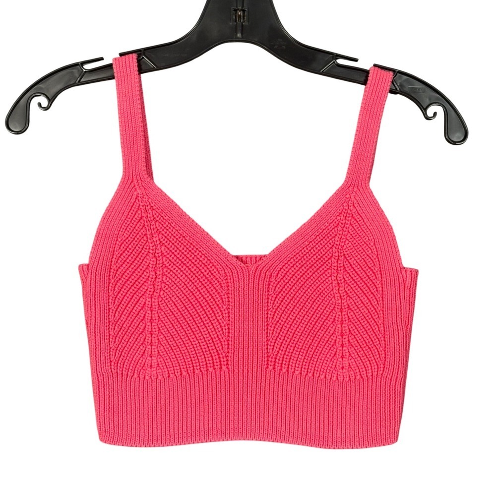 Pistola Womens Pink Knit Chevron V-Neck Cropped Tank Top Medium